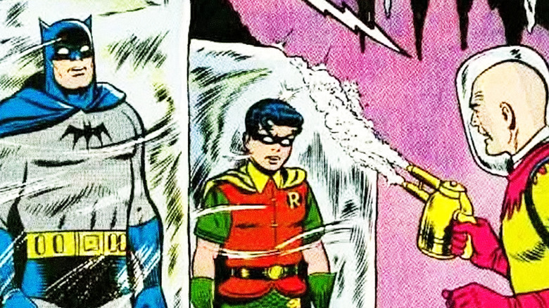 Mr Zero freezes Batman and Robin on the cover of Batman #121