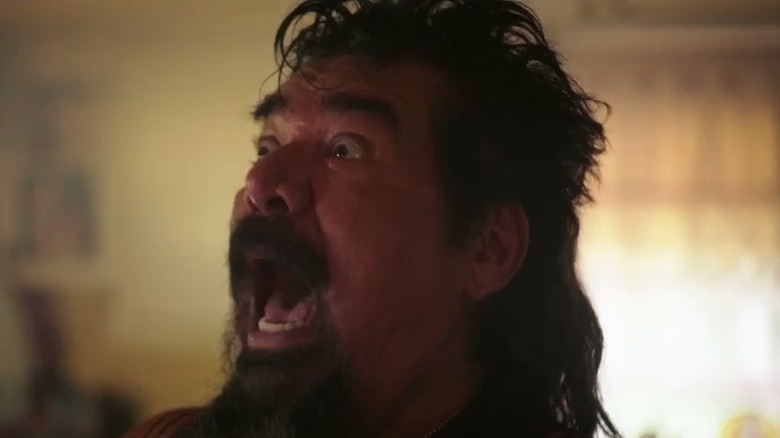 George Lopez as Rudy Reyes screaming in Blue Beetle