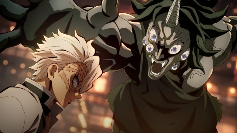 A demon with many eyes on the attack in Demon Slayer: Kimetsu no Yaiba - Infinity Castle