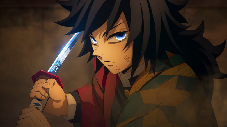 Giyu, the Water Hashira, brandishing his sword in Demon Slayer: Kimetsu no Yaiba - Infinity Castle
