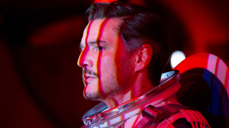 Pedro Pascal as Reed Richards wearing a spacesuit in The Fantastic Four: First Steps