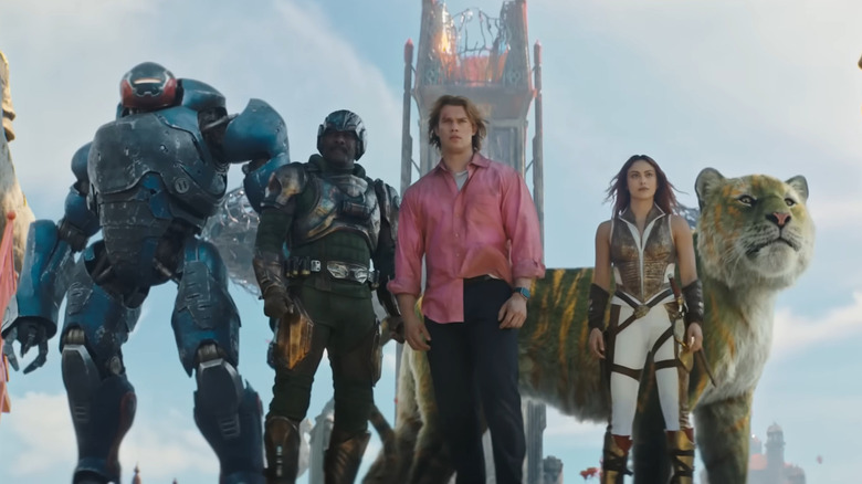 Roboto, Man-at-Arms, He-Man, Teela, and Battle Cat standing together in Masters of the Universe (2026)