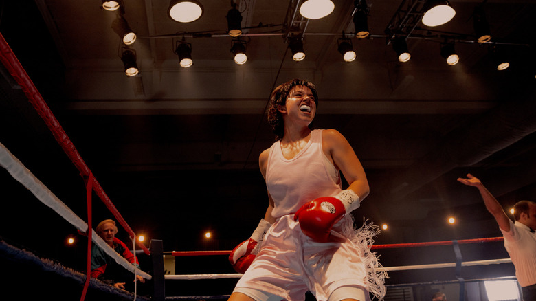 Christy Martin (Sydney Sweeney) roars in the ring in Christy