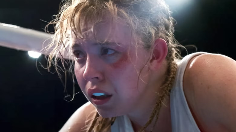 Christy Martin (Sydney Sweeney) catches her breath in Christy