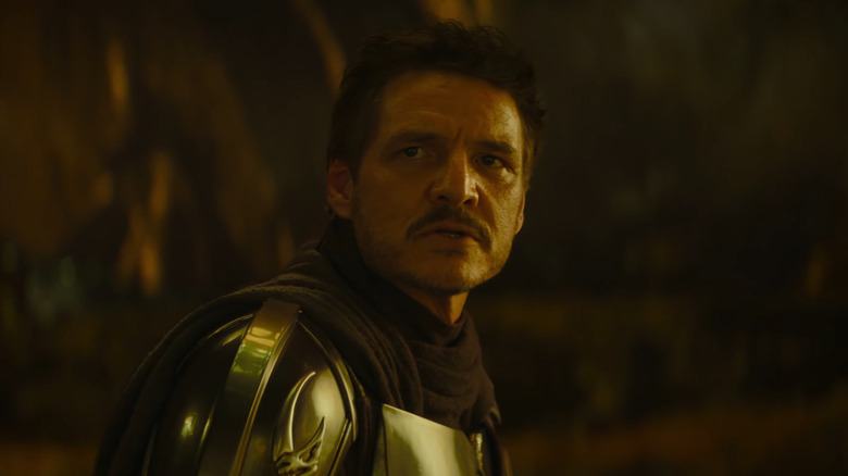Pedro Pascal as Din Djarin with his helmet off in The Mandalorian and Grogu