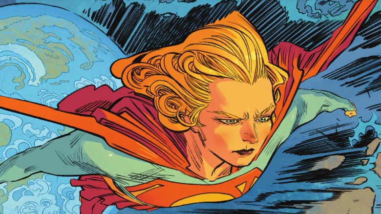 Supergirl flying away from Earth