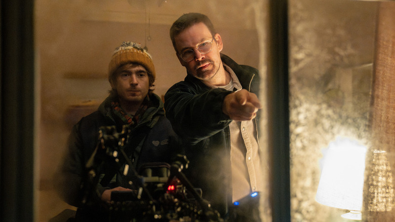 Zach Cregger directing Austin Abrams behind the scenes of Resident Evil (2026)