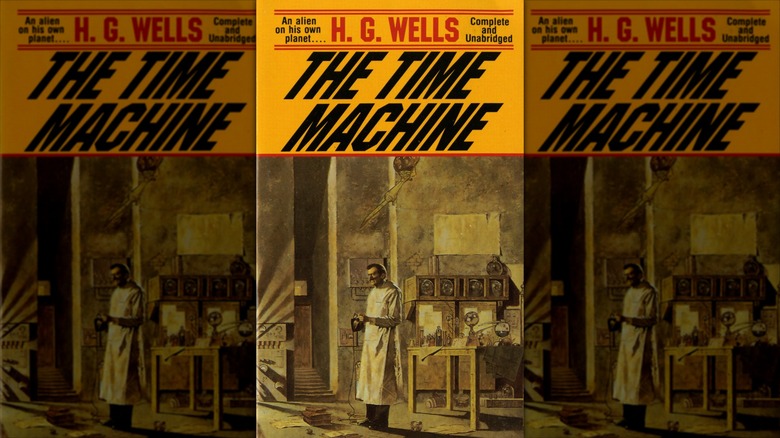 H.G. Wells in his time machine in The Time Machine