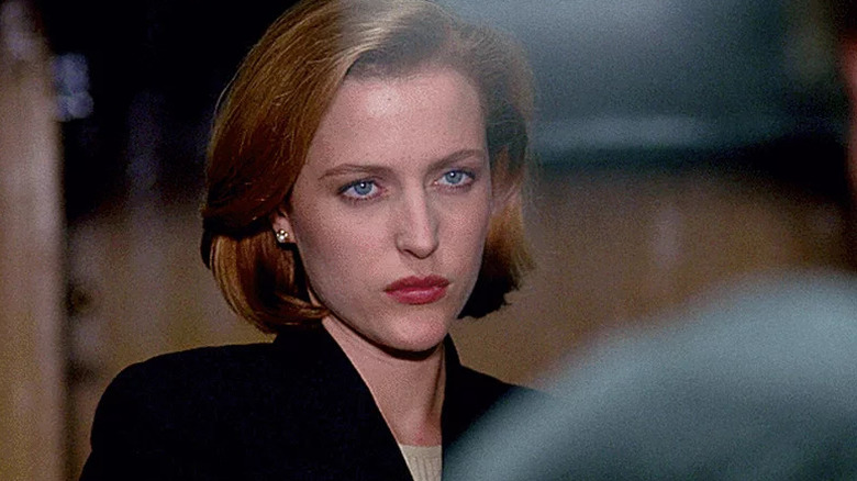 Dana Scully looking stern in The X-Files