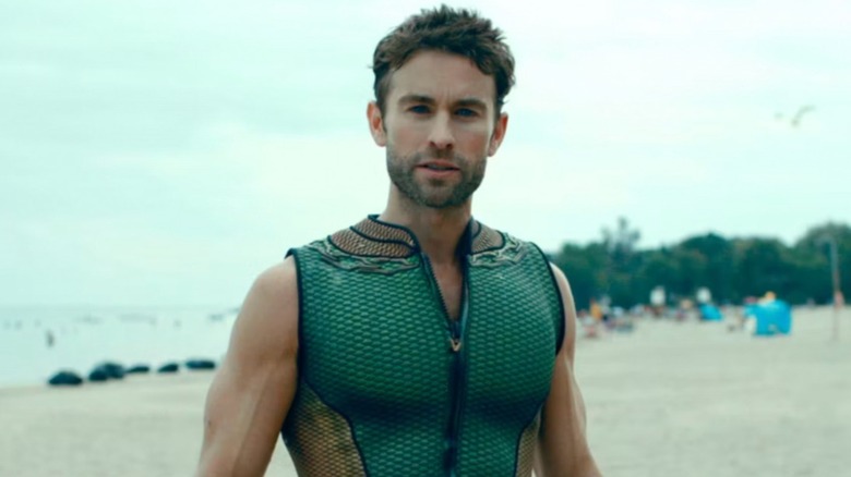 The Deep standing on a beach in The Boys