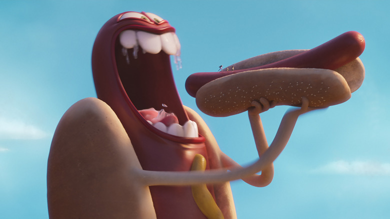 A giant hot dog trying to eat the kids of In Your Dreams