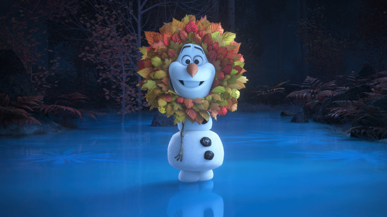 Olaf imitating a lion in The Lion King