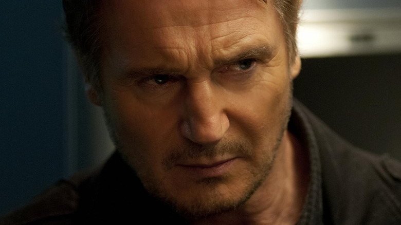 Liam Neeson as Bill Marks staring intensely in Non-Stop