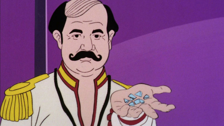 Harry Mudd holding up shards of glass on Star Trek: The Animated Series