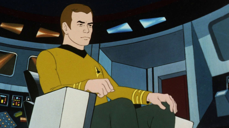 Kirk sitting on the bridge of the Enterprise in Star Trek: The Animated Series