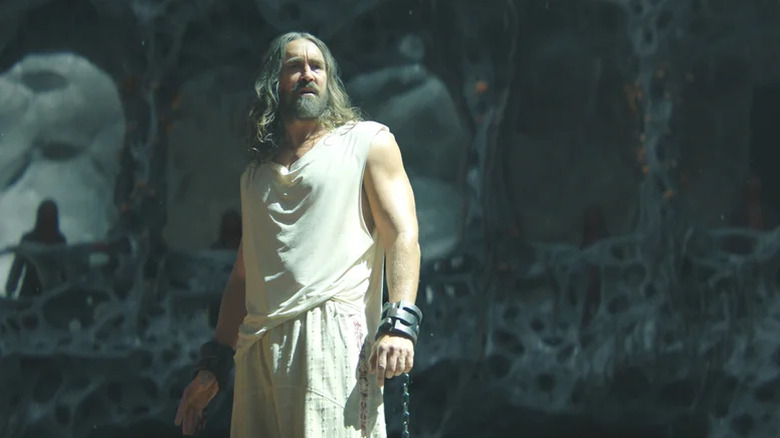 Brother Day looks disgusted while in chains in Foundation