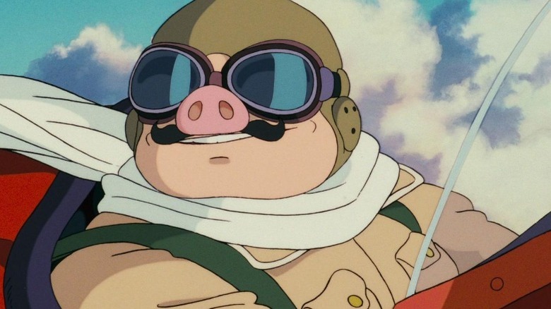 Helmeted Porco in his plane