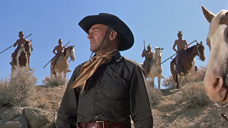 Randolph Scott is surrounded by Comanches in Comanche Station