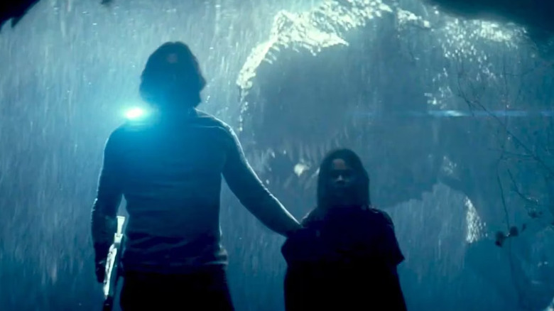 Adam Driver in 65 with T-Rex