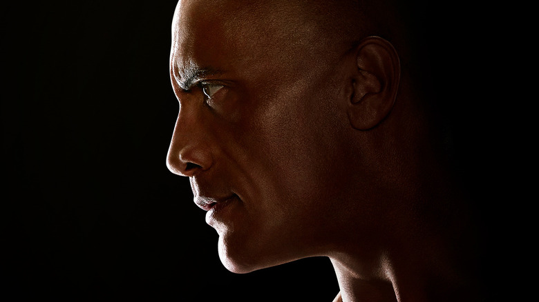 Dwayne the Rock Johnson Close Up Flying in Black Adam Movie