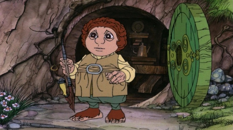 Bilbo Baggins standing at his door in The Hobbit