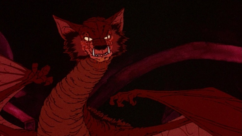 Smaug glaring in the 1977 film version of The Hobbit