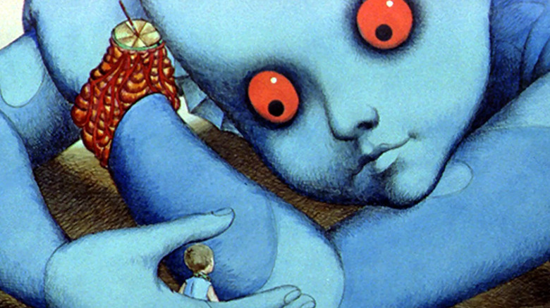 A Tragg holding a baby Om in Fantastic Planet