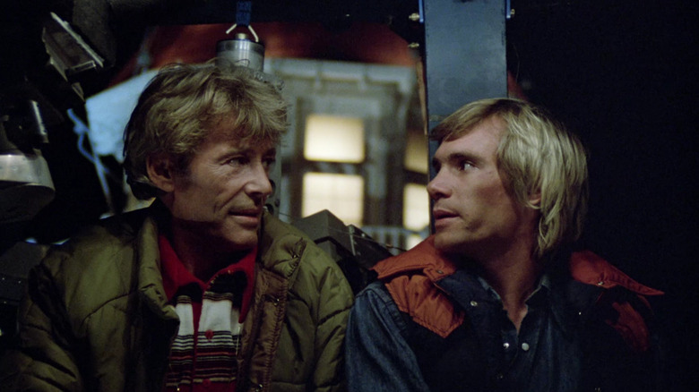 Peter O'Toole and Steve Railsback on a camera crane