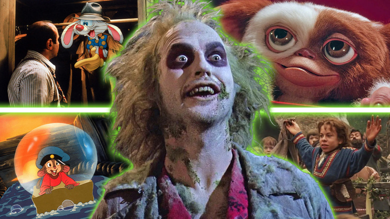 A collage of Beetlejuice, Gizmo, Willow, Roger Rabbit, and Fievel
