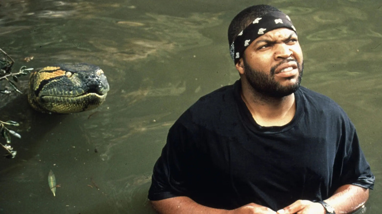 Ice Cube as Danny, unaware that a snake is eyeballing him in Anaconda