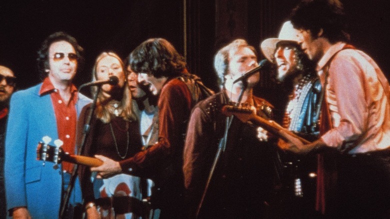 the band performing