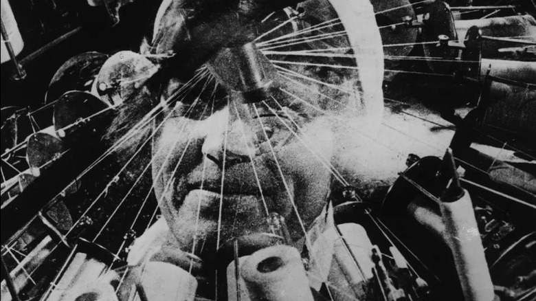 woman superimposed spinning wheel