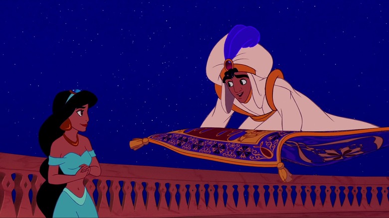 Aladdin convida Jasmine para seu tapete mágico em Aladdin (1992)