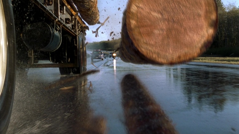 Logs fall off a truck in Final Destination 2