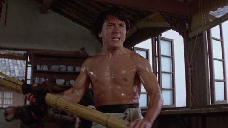 Jackie Chan is bare-chested and ready to rumble as Wong Fei-hung in Drunken Master II