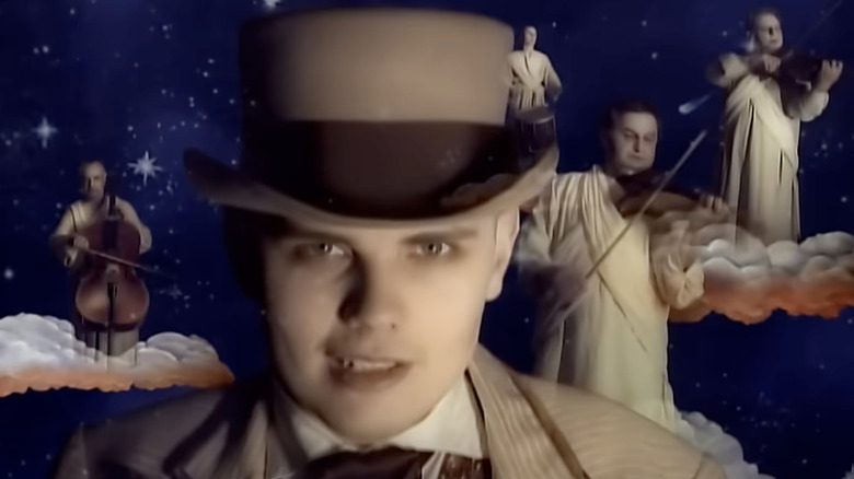 Billy Corgan in Tonight, Tonight music video with angelic string players in background