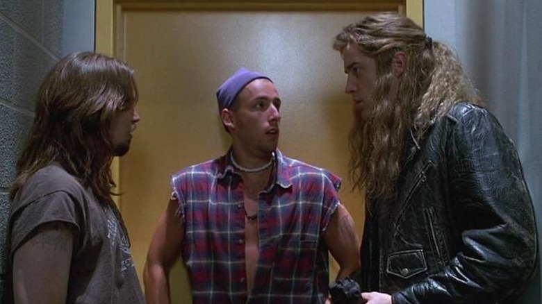 Chazz, Rex, and Pip in a radio station bathroom in Airheads