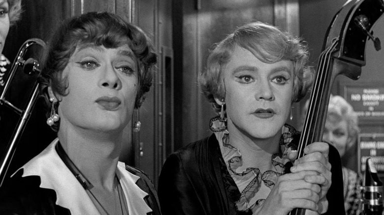 Josephine and Daphne standing together in Some Like It Hot