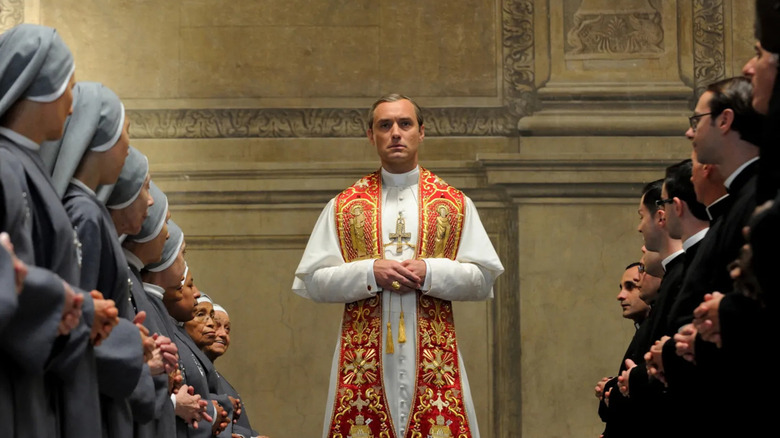 Jude Law addresses the cardinals as Pope Pius XIII in The Young Pope