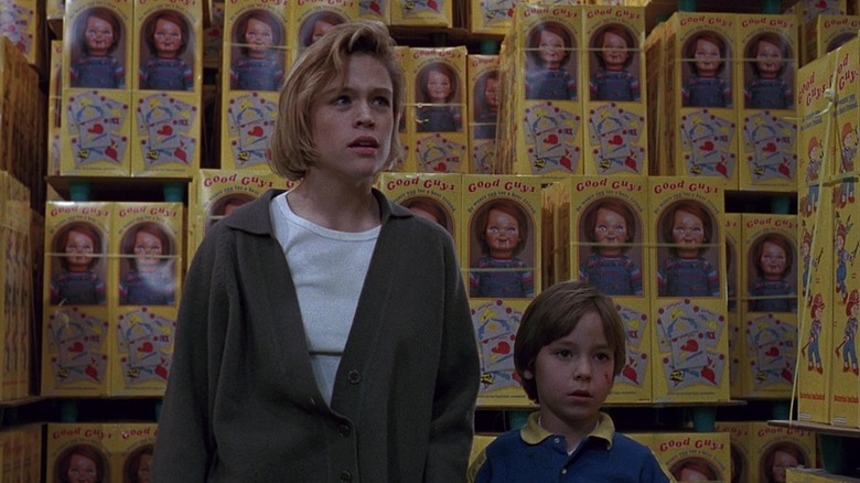 Kyle and Andy surrounded by Good Guy dolls in Child's Play 2
