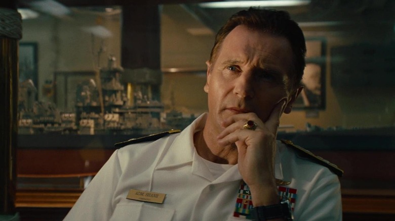 Admiral Shane in his office looking contemplative in Battleship