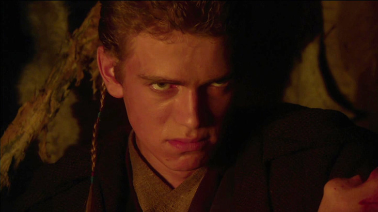 Anakin Skywalker (Hayden Christensen) glaring in Star Wars: Attack of the Clones