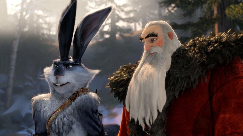 The Easter Bunny and Santa in the snowy woods in Rise of the Guardians