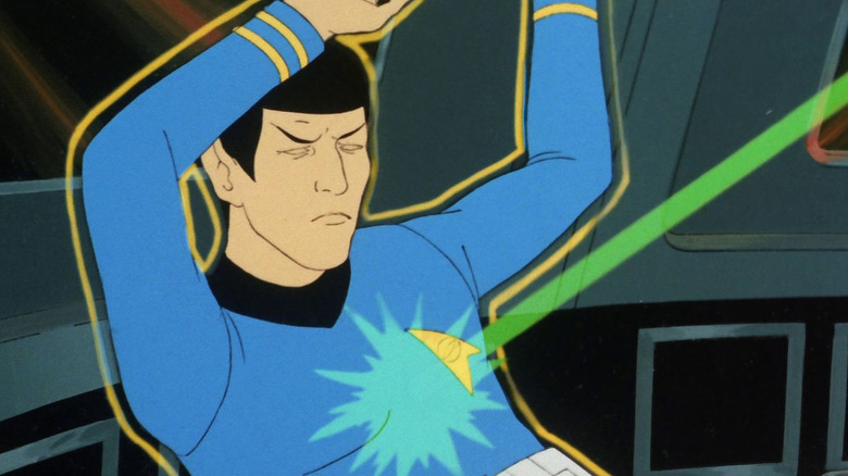 Spock getting zapped by a phaser on Star Trek: The Animated Series
