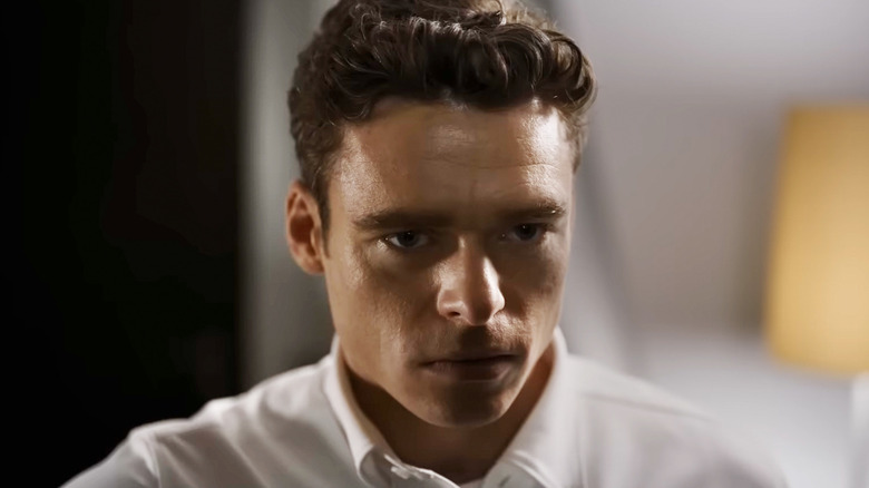 Richard Madden's David Budd looks intense in closeup in Bodyguard