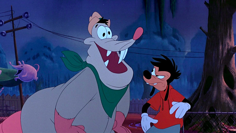 Jason Marsden's Max Goof smacks Kevin Lima's Lester in A Goofy Movie