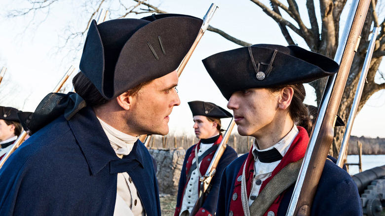 Abraham Woodhull with a musket being yelled at in Turn: Washington's Spies