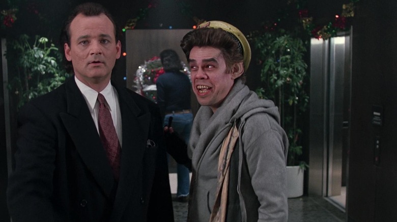 Frank Cross is laughed at by the Ghost of Christmas Past in Scrooged.
