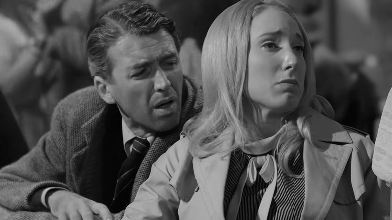 George Bailey from It's a Wonderful Life sitting next to Barbra from Night of the Living Dead