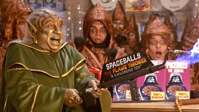 Yogurt shooting a flamethrower in Spaceballs